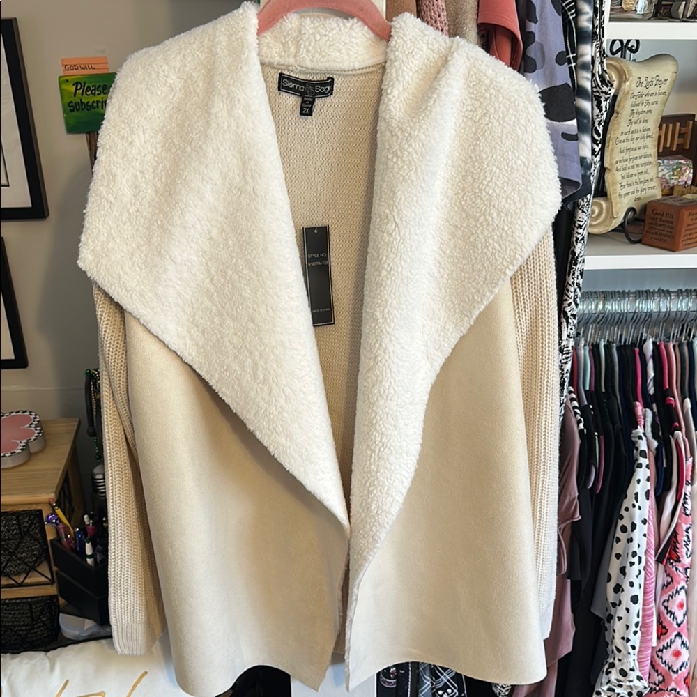 Jones New York Women's Cream Open Front Jacket